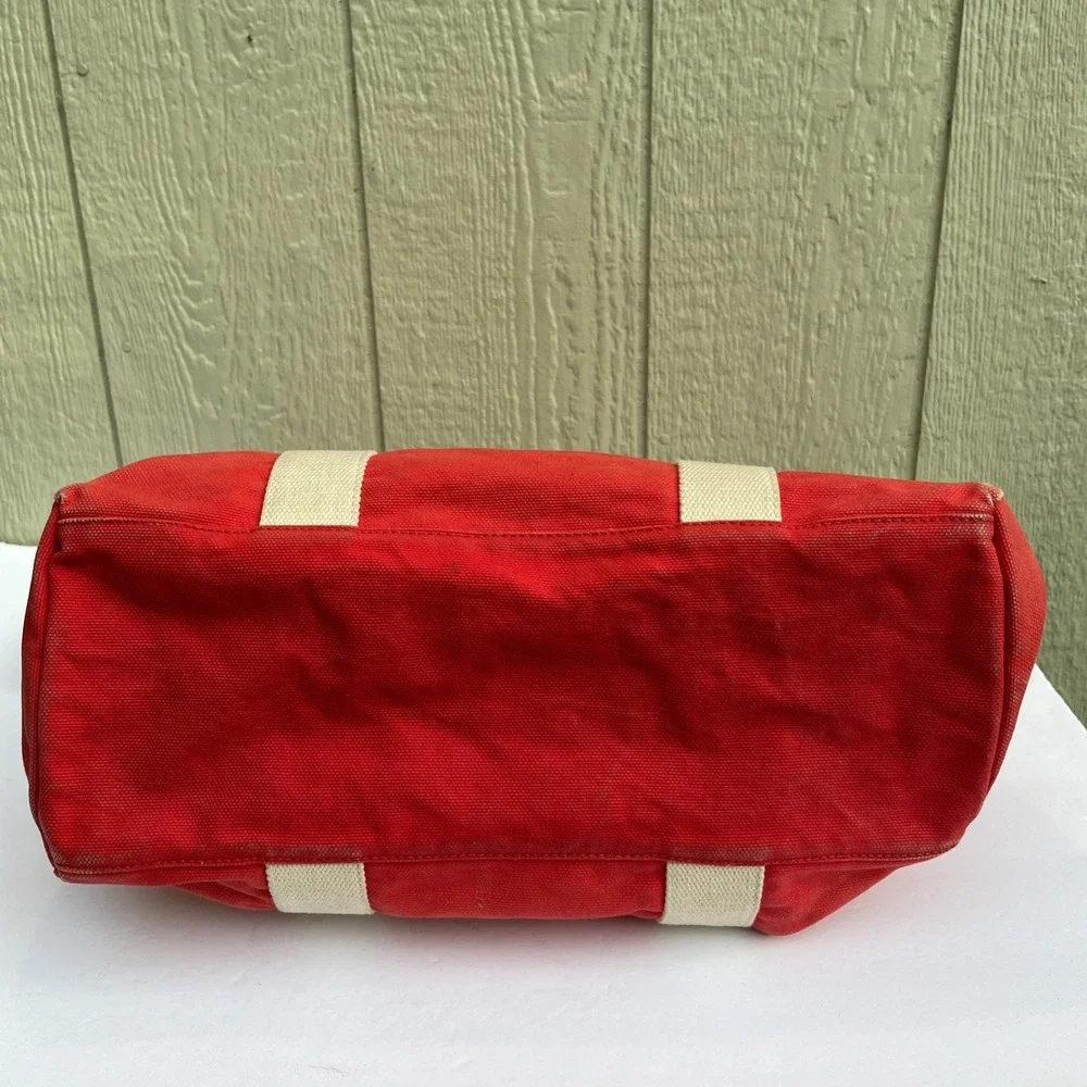 VTG Frank Daniel Tote Crossbody Bag Red Heavy Canvas Handmade Italy Designer